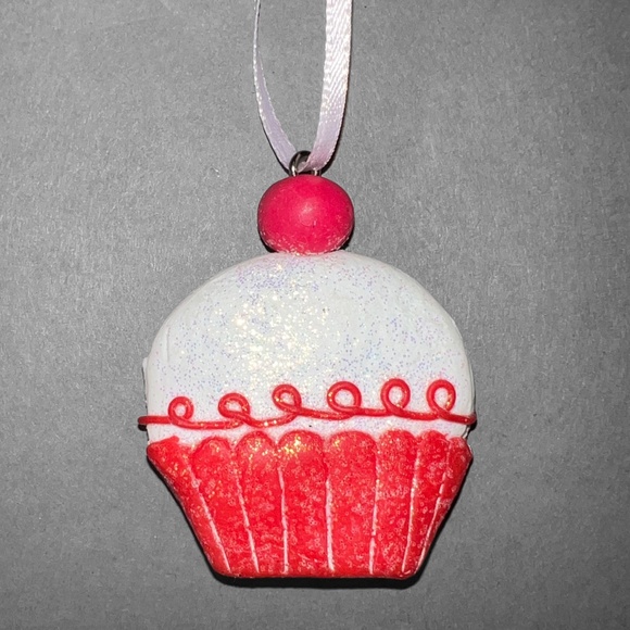 Red & White Christmas Cupcake Ornament - Picture 2 of 5
